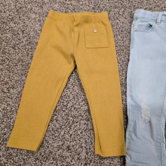 Bundle of 2 Girl's Zara Baby Pants - Denim Jeans & Ribbed Pants Size 12-18 Month - Picture 4 of 8
